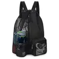 Schwarzer Schwimmrucksack aus Netzgewebe mit Nassfach und seitlicher Trinkflaschentasche - Schwarz