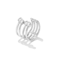 Silver multi-layer ear cuff with four round cubic zirconia stones in a minimalist design - EGJ0136 Silver Four-Layer Ring