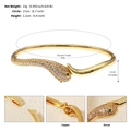 Elegant gold snake open bangle with zircon pavé head and green gem eyes for women - Snake Green Eye (BS-J5528GGREEN) / Gold