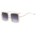 Gafas de sol cuadradas vintage con patillas de metal dorado y lentes de color gris degradado - Montura Transparente Degradado Gris