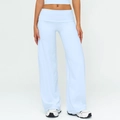 Light blue wide-leg yoga pants with high-waist elastic band and soft brushed fabric - S / Phantom Blue
