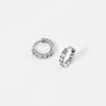 Polished silver stainless steel hoop earrings with four round cubic zirconia stones - 2.0*6mm Steel (Pair)