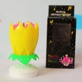 Musical lotus birthday candle with rotating petals and yellow finish with packaging box - Deluxe Double Layer Style / Yellow