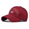 Berretto da baseball in cotone rosso scuro con ricamo New York e visiera curva classica - Regolabile / Borgogna