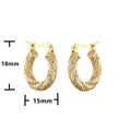 Golden twisted hoop earrings with micro-paved zircons measuring 18mm by 15mm - Twisted Micro Pave Zirconia / One Size / Gold