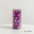 Set mit 24 magentafarbenen 3cm Weihnachtskugeln in matt, glänzend und glitzernd im Klarsichtrohr - 3cm 24er Set / Lila