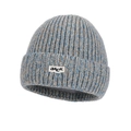 Winter light gray and sky blue mixed knit beanie featuring a white 'BACK' woven label - Hat Only / Mixed Blue