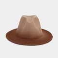 Elegante cappello fedora a tesa larga in feltro di lana con sfumatura cammello e moro - M / Cachi & Marrone Chiaro
