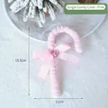 Rosa-weiße gestreifte Plüsch-Zuckerstange als Weihnachtsbaumschmuck mit Schleife - Einzelner Stock / Rosa und Weiß