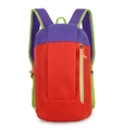 Lightweight color-block backpack in purple, red, and neon green with canvas material - Small / Fuschia