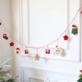 Guirnalda de Navidad de fieltro con Papá Noel, hombre de jengibre y árbol para decorar - Cuerda Roja y Blanca - Hombre de jengibre y Muñeco de nieve / Aprox 1.4m