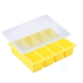 Yellow silicone ice cube tray with 4 large cavities and a transparent lid - 4-Long Strip with Lid Yellow