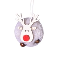 Christmas hanging ornament cute wooden reindeer plush pompom holiday party decor pendant - White Reindeer