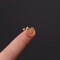Golden stainless steel nail shaped piercing stud with sparkling white zircon stones - Nail Diamond Jewelry Shape (HSPJ356-14#G)