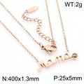 Collana Mama in oro rosa con pietra di zircone trasparente su catena in acciaio inox - Collana in Oro Rosa (KN283417-KLX)