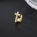 Single gold plated hip hop tooth cap with cross design and clear zircon stones - Cross Hollow / Gold
