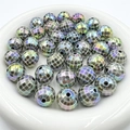 Colorful UV plated acrylic disco beads with faceted surface for DIY jewelry making - 16mm/Piece / Gray