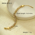 Detail of gold zircon bracelet showing 16.5+3cm adjustable chain and weave structure - 18K Gold / White Pink