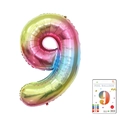 Rainbow gradient number 9 foil balloon in 40-inch size with metallic finish for parties - 40-inch Gradient 9-piece Paper Card