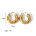 Orecchini a cerchio vuoti in acciaio dorato 18K, misura 31x29mm, peso di 9,8g - Stile Tondo Spesso Liscia (TE6155-G)