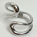 Polished silver fluid sculptural metal hair claw clip with modern S-curve design - Modern Art S-shaped Hair Claw (43#)