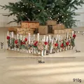 Wooden Christmas decorative fence with red berries and pine cones 98x20cm - 98cm Branch Fence Pinecone Style