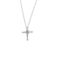 Elegante collana con ciondolo a croce in argento sterling 925 con cristalli per donna - Argento 925 / Oro Bianco