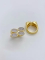 Macro detail of 18K gold plated ring set with pave zircon and wide smooth band surface - Type 02 Dual Color (Quadruple Oval Full Drill)