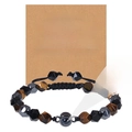 Macro detail of braided tiger eye bracelet on kraft card with 'To My Grandson' message - Faceted Stone-8mm / To My Love