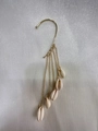 Bohemian gold tassel earrings with shell charms for summer beach wear and parties - Ocean Shell Pearl Ear Cuff (A6022)