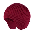 Detalle del gorro de aviador de punto rojo con forro polar suave y orejeras térmicas - Estilo orejeras-Forrado de vellón / Burdeos