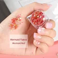 Sparkling mermaid red fish scale sequins in a square jar for makeup and nail art - Single Jar / Mermaid Red