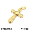 Pendentif croix minimaliste en acier inoxydable doré avec surface texturée 45x29mm - Style Carré Texturé Doré (KP93836-Z)