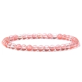 Minimalist 4mm pink natural strawberry quartz beaded stretch bracelet for men and women - Red Watermelon
