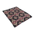 Detailed view of Aztec style flannel blanket with geometric rhombus pattern in black and red - Black Aztec Geometric