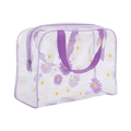 Wasserdichte PVC-Kulturtasche mit Gänseblümchen-Print, lila Reißverschluss und Griff - 24*9*17cm / Lila Gänseblümchen Glänzend