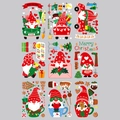Set mit 9 bunten Weihnachts-Wichteln und Lebkuchen-Aufklebern für festliche Fensterdeko - Cartoon-Neunteiliges Set (SKJD2315)