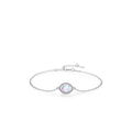 Elegantes S925 Sterlingsilber Mondstein Armband mit Halo-Design auf weißem Hintergrund - US-Größe 5 / Armband