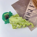 Grande molletta per capelli in acetato a forma di polpo con finitura marmorizzata verde - Verde