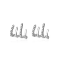 Silver four-claw ear cuff earring featuring micro-set sparkling white cubic zirconia - Four Claw Row (S518) / Silver
