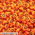 Flat round orange acrylic smiley face beads for DIY jewelry and bracelets - Orange Yellow Black Smile