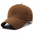 Classic dark brown cotton baseball cap with embroidered logo detail and curved brim - Adjustable / Caramel color