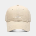 Classic beige outdoor baseball cap with white mountain embroidery and curved brim - Adjustable / Beige