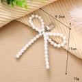 Elegant white pearl bow keychain charm with silver clip for bags and phone cases - White Pearl Bow Pendant (Clip)