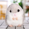 Süßer grau-weißer Hamster Plüsch Schlüsselanhänger Anhänger mit weichem Kunstfell - Karabinerverschluss / Hellgrau