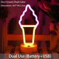 Pink and yellow ice cream neon LED decorative lamp with a white round base 27cm height - Ice Cream Bicolor