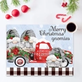 Weihnachts-Tischset mit drei Wichteln und rotem LKW mit Merry Christmas Schriftzug - Rotes Auto Zwerg Stil (J-CZ77)