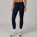 Dunkelblaue Yoga-Leggings mit hohem Bund und einzigartigem Fold-Over-Taillendesign - S / Marineblau