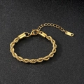 Pulsera de cadena de cuerda dorada de acero inoxidable con cierre de langosta ajustable - Pulsera de 16+5cm-Ancho 2mm / Dorado