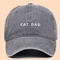 Vintage graue Baseballkappe aus Baumwolle mit CAT DAD Bestickung für lässigen Sonnenschutz - Verstellbar / Grau